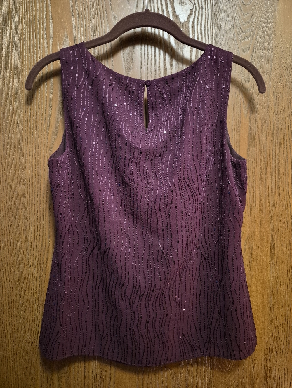 Talbots 100%Silk Fully Lined Plum Sleeveless Beaded Camisole Size 4 Excellent! - Picture 8 of 11